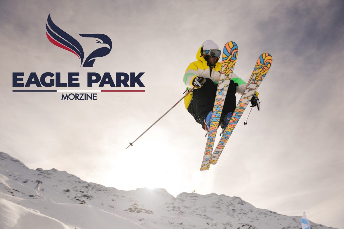 Visuel Eagle Park avec un skieur en l'air.