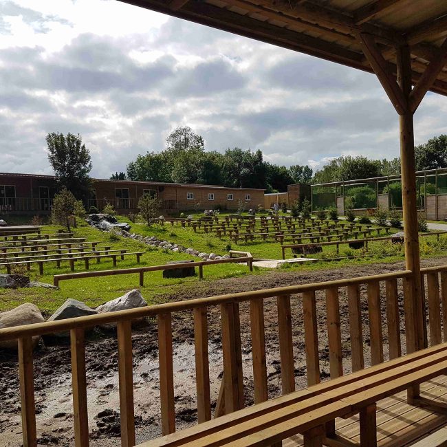 View of the covered area of the Les Aigles du Léman park.